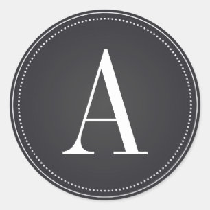 Initial-Hochzeitsticker für Schwarze Monogramm Runder Aufkleber