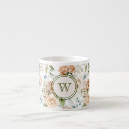 Initial, Hydrangea Peony 1600s Dutch Florals 6oz Espressotasse