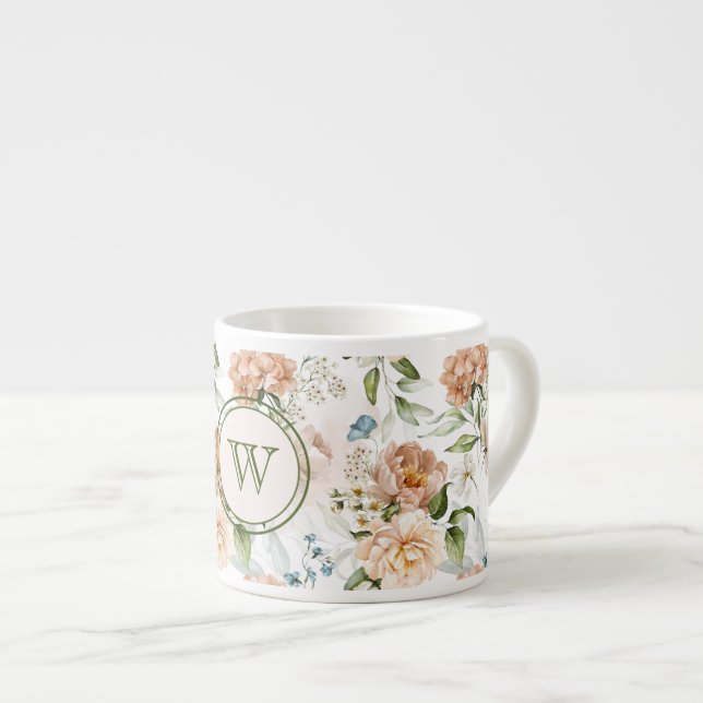 Initial, Hydrangea Peony 1600s Dutch Florals 6oz Espressotasse (Vorderseite Rechts)