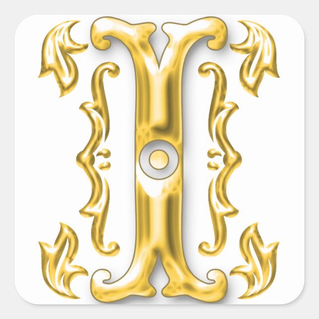 Initial I Hauptstadt Letter Sticker in Gold (Vorderseite)