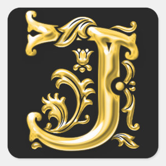 Initial J Hauptstadt Letter Sticker in Gold