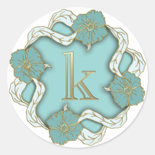 Initial-K-Aufkleber in Monogramm Runder Aufkleber