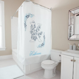 Initial "K" Blue Monogram Calm Floral Duschvorhang