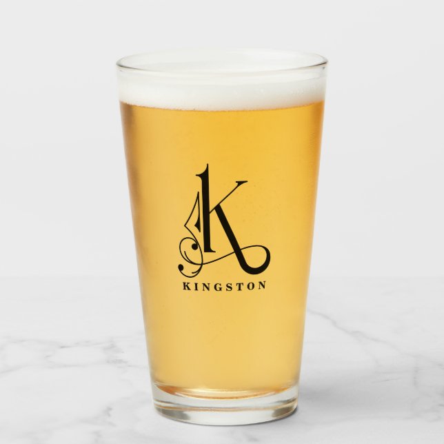 Initial K mit Nachname Glas, Klasse Monogramm Glas (Vorne (Gefüllt))