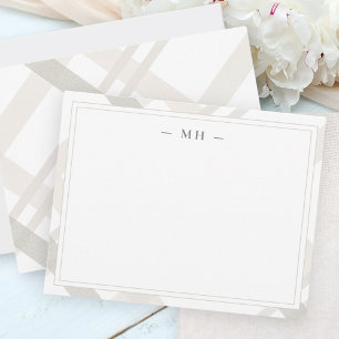 Initial Karierte Monogramm mit Minimalistischen zw Mitteilungskarte