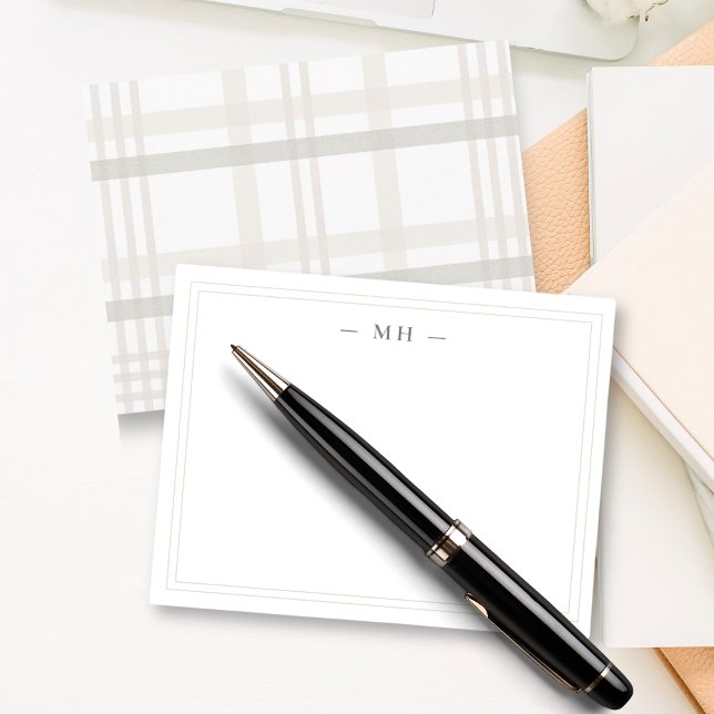 Initial Karierte Monogramm mit Minimalistischen zw Mitteilungskarte (Von Creator hochgeladen)