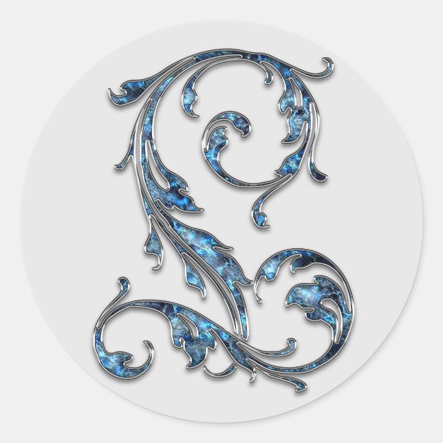 Initial-L-Aufkleber in Monogramm Runder Aufkleber