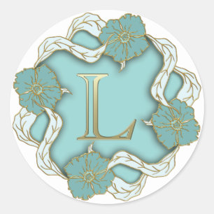 Initial-L-Aufkleber in Monogramm Runder Aufkleber