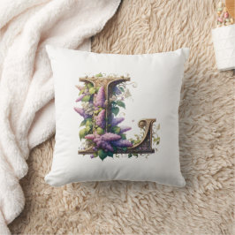 Initial "L" - Elegant Lilac Floral Design Kissen