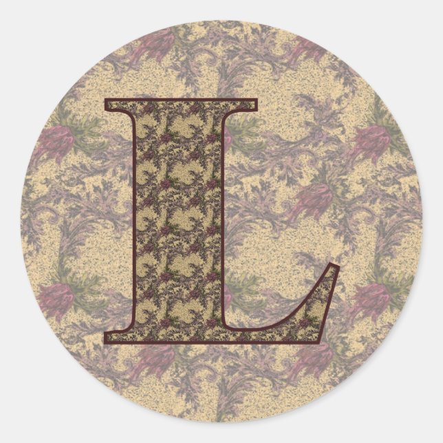 Initial-L-Elegant Runder Aufkleber (Vorderseite)