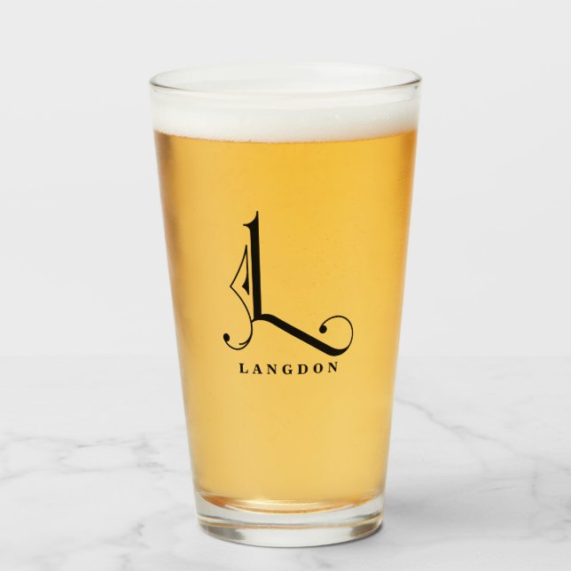 Initial L mit Nachname Glas der Klasse Monogramm (Vorne (Gefüllt))