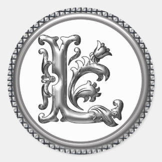 Initial L Round Aufkleber in Silber