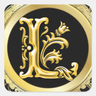 Initial-L-Square-Aufkleber in Gold Quadratischer Aufkleber
