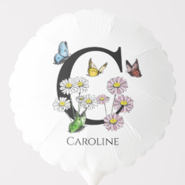 Initial Letter C Floral Butterfly Monogramm Ballon