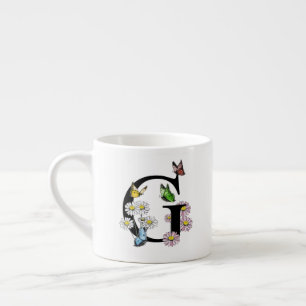 Initial Letter G Floral Butterfly Monogramm Espressotasse