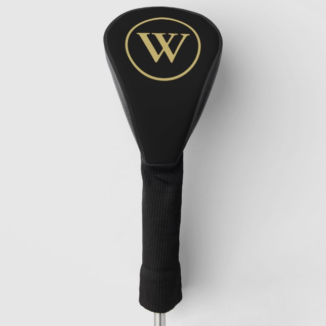 Initial Letter Golf Driver Head Cover : Black Gold Golf Headcover (Vorderseite)