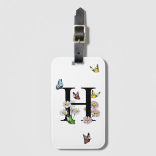 Initial Letter H Floral Butterfly Monogramm Gepäckanhänger