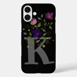Initial Letter K Plus floral Design iPhone 16 Plus Hülle