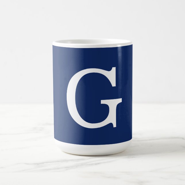Initial Letter Monogram Blue White Plain Simple Kaffeetasse (Mittel)