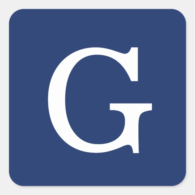 Initial Letter Monogram Blue White Plain Simple Quadratischer Aufkleber (Vorderseite)