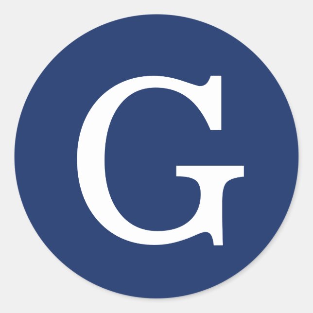 Initial Letter Monogram Blue White Plain Simple Runder Aufkleber (Vorderseite)