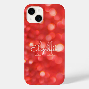 Initial Letter Monogram Coral Glitzer Bokeh Case-Mate iPhone 14 Hülle