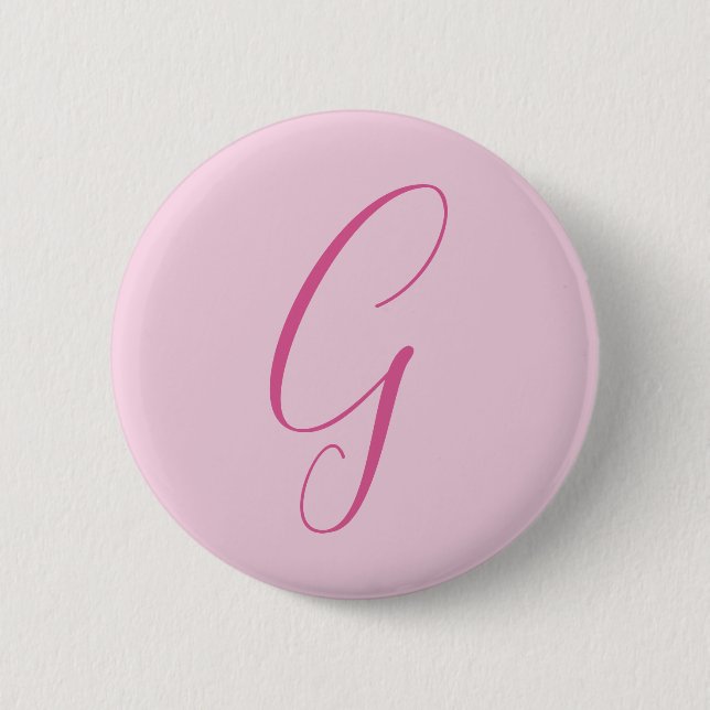 Initial Letter Monogram Light Pink Plain Chic Button (Vorderseite)