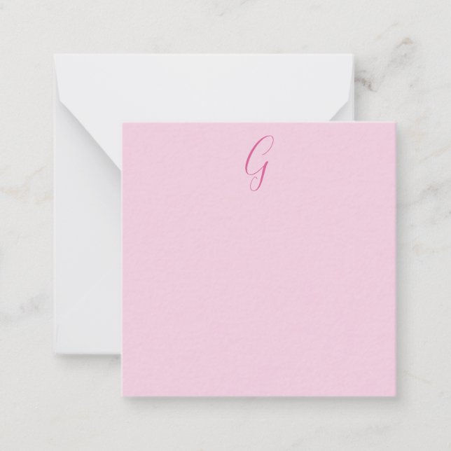 Initial Letter Monogram Light Pink Plain Chic Mitteilungskarte (Vorderseite)