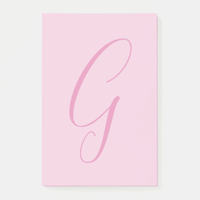 Initial Letter Monogram Light Pink Plain Chic Post-it Klebezettel (Vorderseite)