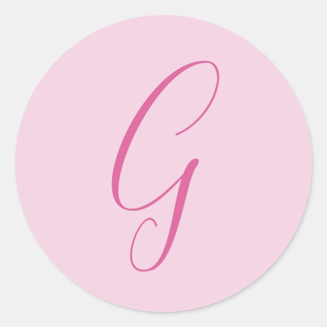 Initial Letter Monogram Light Pink Plain Chic Runder Aufkleber (Vorderseite)