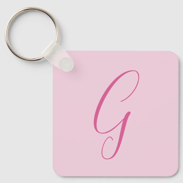 Initial Letter Monogram Light Pink Plain Chic Schlüsselanhänger (Vorderseite)