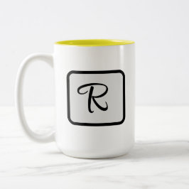 Initial Letter Monogram Logo Yellow coffee mug Zweifarbige Tasse