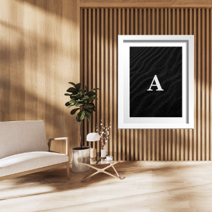 Initial Letter Monogram Modern Chic Black Sand Poster