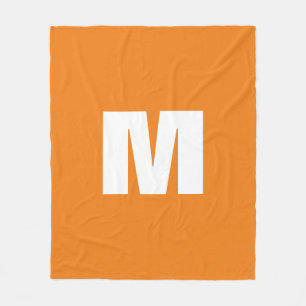 Initial Letter Monogram Modern Style Orange White Fleecedecke