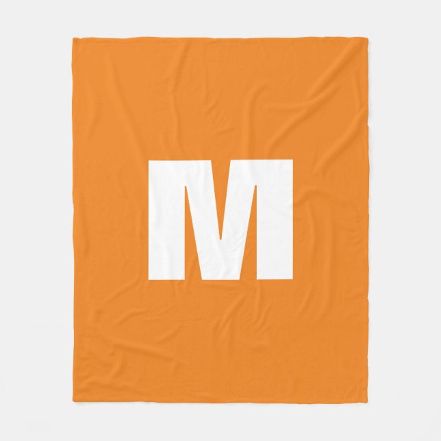 Initial Letter Monogram Modern Style Orange White Fleecedecke (Vorderseite)