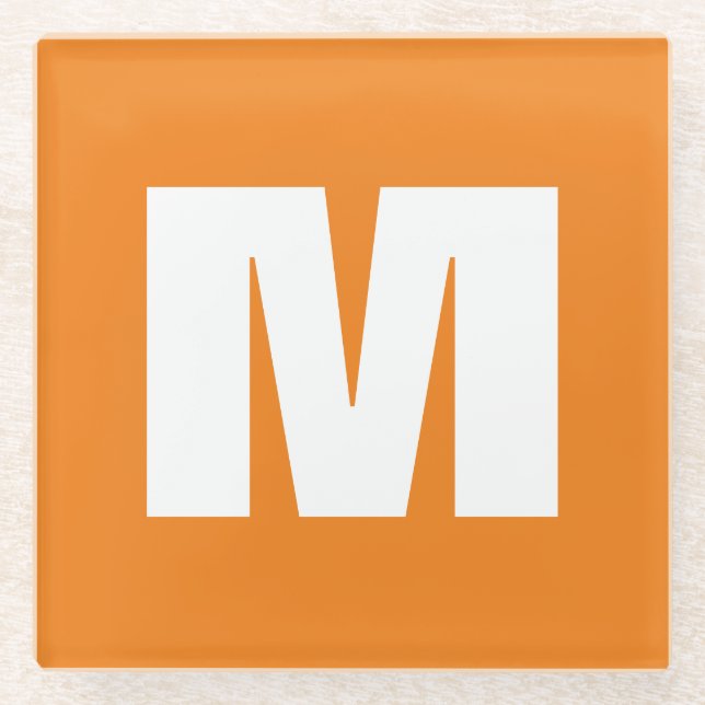 Initial Letter Monogram Modern Style Orange White Glasuntersetzer (Vorderseite)