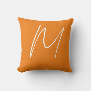 Initial Letter Monogram Modern Style Orange White Kissen