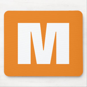 Initial Letter Monogram Modern Style Orange White Mousepad