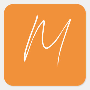 Initial Letter Monogram Modern Style Orange White Quadratischer Aufkleber