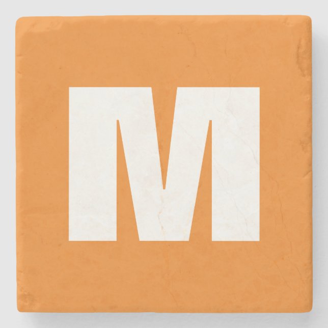 Initial Letter Monogram Modern Style Orange White Steinuntersetzer (Vorderseite)