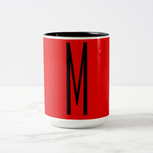 Initial Letter Monogram Modern Style Red Black Zweifarbige Tasse