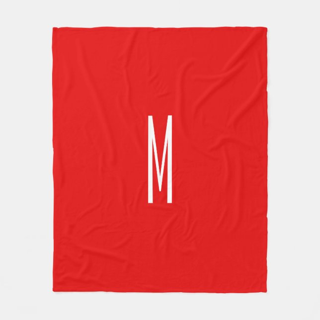 Initial Letter Monogram Modern Style Red White Fleecedecke (Vorderseite)