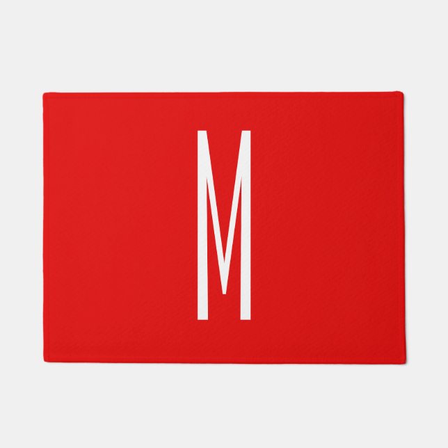 Initial Letter Monogram Modern Style Red White Fußmatte (Vorderseite)