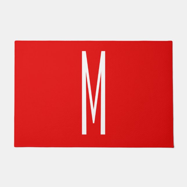 Initial Letter Monogram Modern Style Red White Fußmatte (Vorderseite)