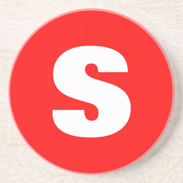 Initial Letter Monogram Modern Style Red White Getränkeuntersetzer (Vorne)