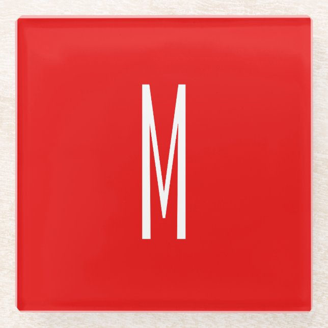 Initial Letter Monogram Modern Style Red White Glasuntersetzer (Vorderseite)