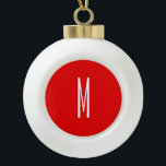 Initial Letter Monogram Modern Style Red White Keramik Kugel-Ornament<br><div class="desc">Möchten Sie ein Produkt mit den Initialen Ihres Namens besitzen? Es ist sehr einfach,  ästhetisch und attraktiv.</div>