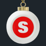 Initial Letter Monogram Modern Style Red White Keramik Kugel-Ornament<br><div class="desc">Möchten Sie ein Produkt mit den Initialen Ihres Namens besitzen? Es ist sehr einfach,  ästhetisch und attraktiv.</div>