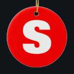Initial Letter Monogram Modern Style Red White Keramik Ornament<br><div class="desc">Möchten Sie ein Produkt mit den Initialen Ihres Namens besitzen? Es ist sehr einfach,  ästhetisch und attraktiv.</div>