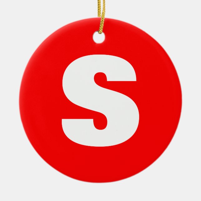 Initial Letter Monogram Modern Style Red White Keramik Ornament (Vorne)